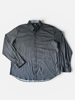 Buttercloth mens 3XL XXXL dark gray micro pattern knit button up casual shirt